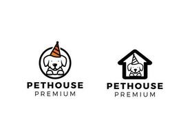 Dog pet house logo vector icon illustration