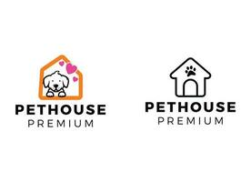 Dog pet house logo vector icon illustration