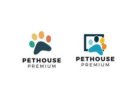 Dog pet house logo vector icon illustration