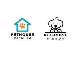 Dog pet house logo vector icon illustration