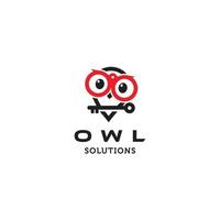 cute owl bird hold key logo vector