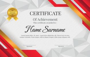 Professional Certificate Template With Red And Gold Color vector