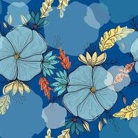 Seamless pattern with abstract flowers and leaves vector