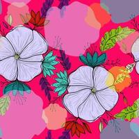 Seamless pattern with abstract flowers and leaves vector