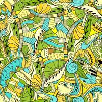 Seamless pattern with abstract flowers and leaves vector