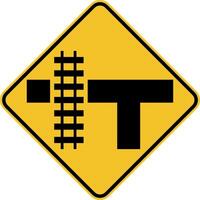 Highway Light Rail Transit Grade Crossing Left Sign vector