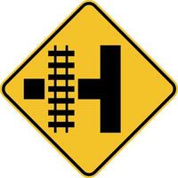 Highway Light Rail Transit Grade Crossing Left Sign vector
