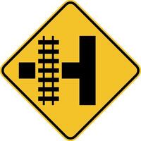 Highway Light Rail Transit Grade Crossing Left Sign vector