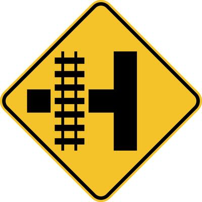 Highway Light Rail Transit Grade Crossing Left Sign