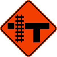 Highway Light Rail Transit Grade Crossing Left Sign vector