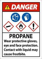 Danger Propane Flammable Gas PPE GHS Sign vector