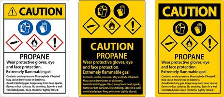 Caution Propane Flammable Gas PPE GHS Sign vector