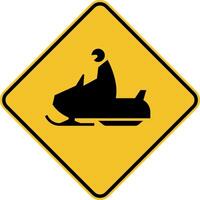 Snowmobile Crossing Sign On White Background vector