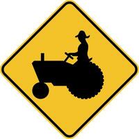 Farm Machinery Crossing Sign On White Background vector