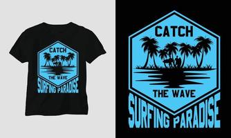 diseño de camisetas de surf, color retro vector