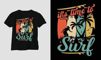 diseño de camisetas de surf, color retro vector