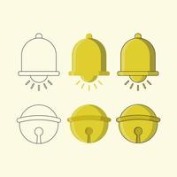 Bell clipart vector illustration, flat bell icon with line art and coloring.