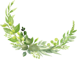 botanisk vattenfärg illustration. grönska krans med eukalyptus, vår löv och grenar. blommig design element. perfekt för bröllop inbjudningar, hälsning kort, grafik, förpackning, posters png