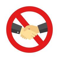 Warning dirty handshake virus sign isolate on white background. vector