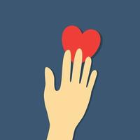 human hands with hearts isolate on blue background. vector