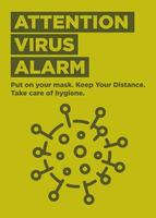 cartel listo para alarma de virus de atención vector