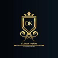 DK Letter Initial with Royal Template.elegant with crown logo vector, Creative Lettering Logo Vector Illustration.