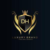 DH Letter Initial with Royal Template.elegant with crown logo vector, Creative Lettering Logo Vector Illustration.