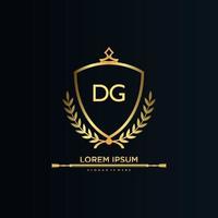 DG Letter Initial with Royal Template.elegant with crown logo vector, Creative Lettering Logo Vector Illustration.