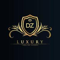 DZ Letter Initial with Royal Template.elegant with crown logo vector, Creative Lettering Logo Vector Illustration.