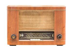Vintage radio on the white photo
