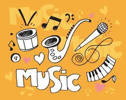 Music Background Hand drawn music set illustration. illustrations of music images, design concept. vector