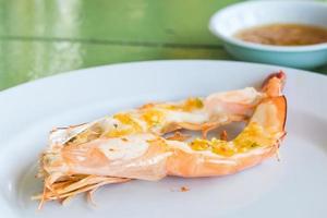 Grilled prawn with sauce photo