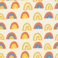 Trendy abstract vector seamless pattern with hand drawn rainbows. Children's naive doodles.