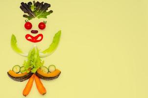 Fruit and vegetable set as happiness women for healthy food concept. photo