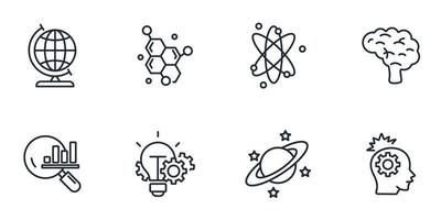 conjunto de iconos de ciencia. elementos de vector de símbolo de paquete de ciencia para web de infografía