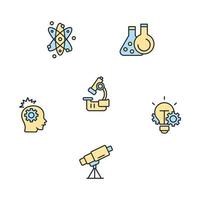 conjunto de iconos de ciencia. elementos de vector de símbolo de paquete de ciencia para web de infografía