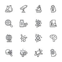 conjunto de iconos de ciencia. elementos de vector de símbolo de paquete de ciencia para web de infografía