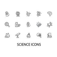 conjunto de iconos de ciencia. elementos de vector de símbolo de paquete de ciencia para web de infografía