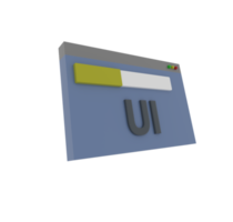 minimal 3d Illustration Web UI or UX design, web page concept. Web design, computer browser. png