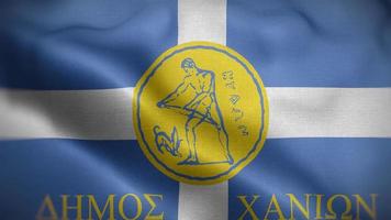 fondo de bucle de bandera de chania creta grecia 4k video