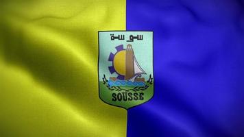Fondo de bucle de bandera de la comuna de Sousse 4k video