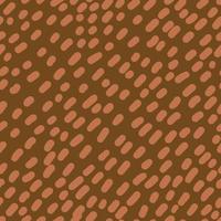 Seamless pattern of random brushy diagonal dots on brown background. Simple creative childish creative flat illustration for fabric, textile, home, nursery, wallpaper, packaging, decoration. vector