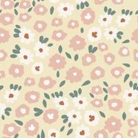 Seamless of doodle ditsy flowers pattern on light background. Simple delicate floral vector ornament. Pretty botanical backdrop. Design for fabric, textile print, surface, wrapping, cover.