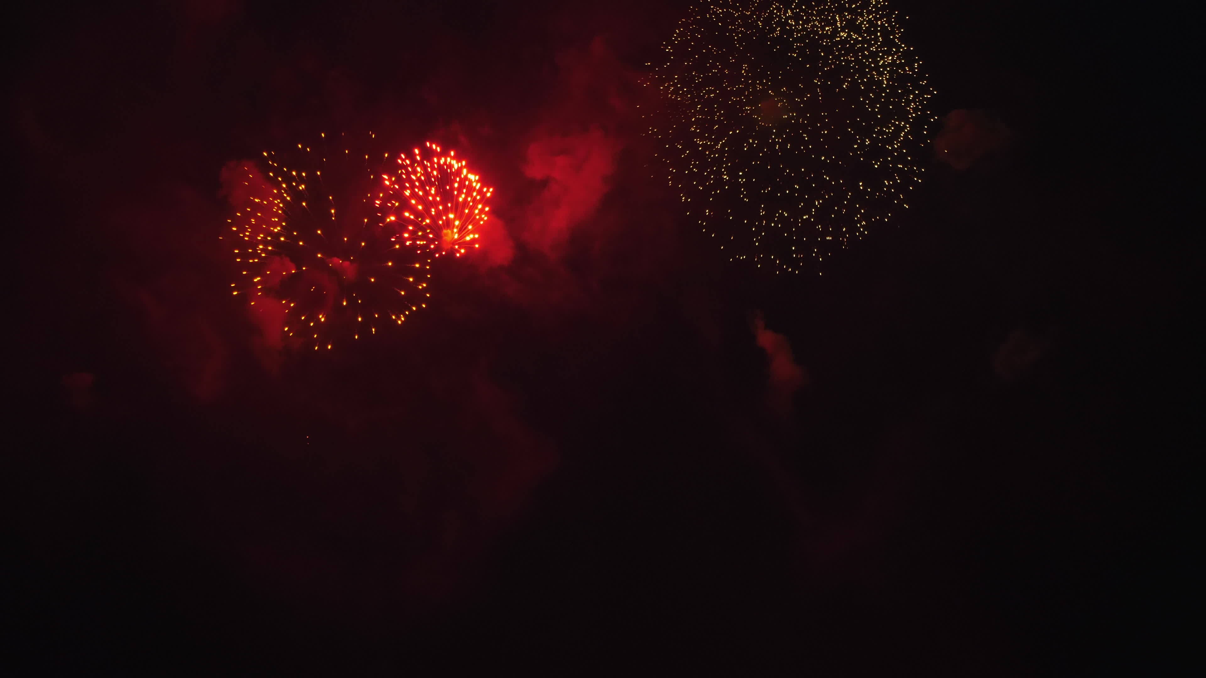 Real Fireworks on black background. Sky on Fireworks festival show