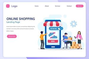 Online shopping concept. e-commerce concept, buying online store, online application store. Flat vector template Style Suitable for Web Landing Page.