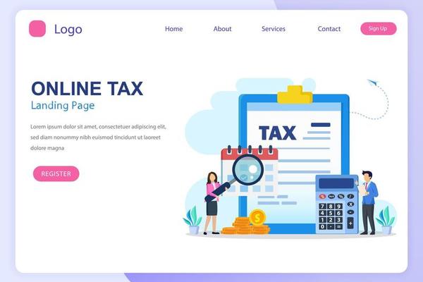 Online Tax Payment, pay season, tax time Concept. Flat vector template