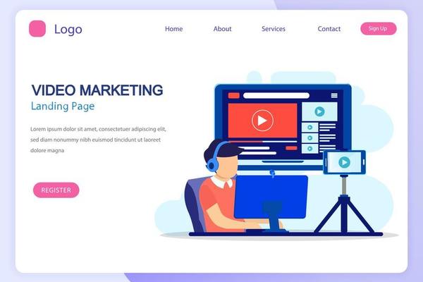 Video content production concept vector. Video blogging equipment. Streaming