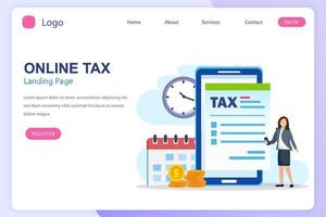 Online Tax Payment, pay season, tax time Concept. Flat vector template