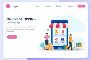 Online shopping concept. e-commerce concept, buying online store, online application store. Flat vector template Style Suitable for Web Landing Page.