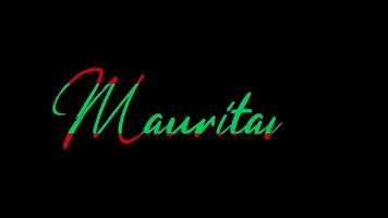 Mauritania colorful text sketch writing video animation 4K